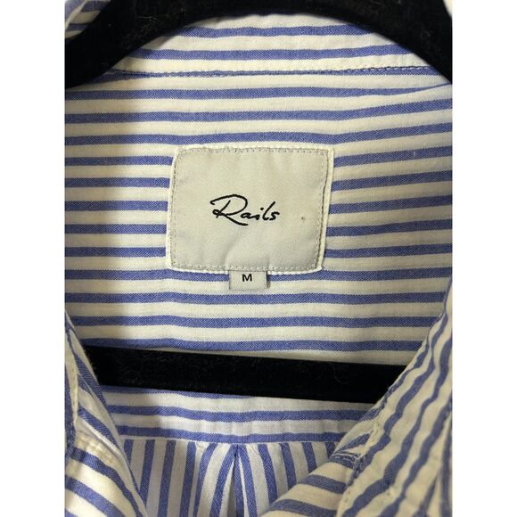 Rails Button Down Womens M Striped with little hearts‎ preppy minimal - AS IS - Picture 5 of 9